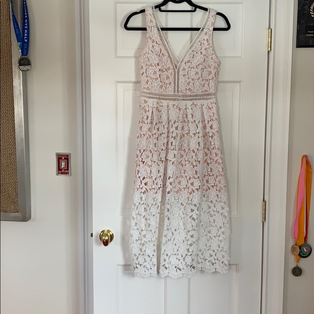 White lace midi dress Small